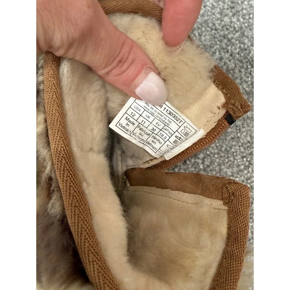 UGG Keelan Bear Chestnut Suede Faux Fur Toddler Boots Size 12